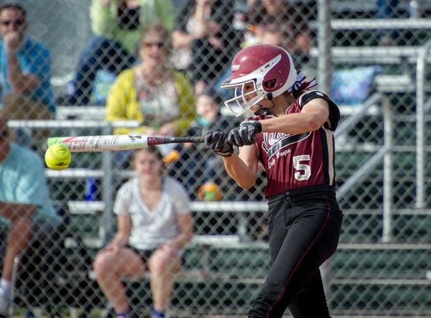 Taylei Williams of Juab can hit (as seen in this photo), but her pitching is the real reason she is mentioned in this article.