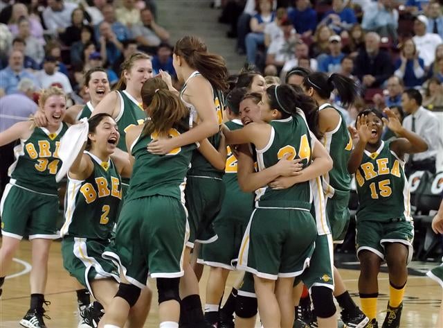 Brea Olinda celebrates California Division II state title.