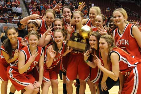 The girls from Seton Catholic after winning unlikely third straight state title.