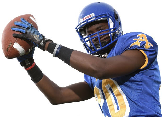 Defensive back Chris Gaston poses during a photo shoot at Bishop Amat High School in May.