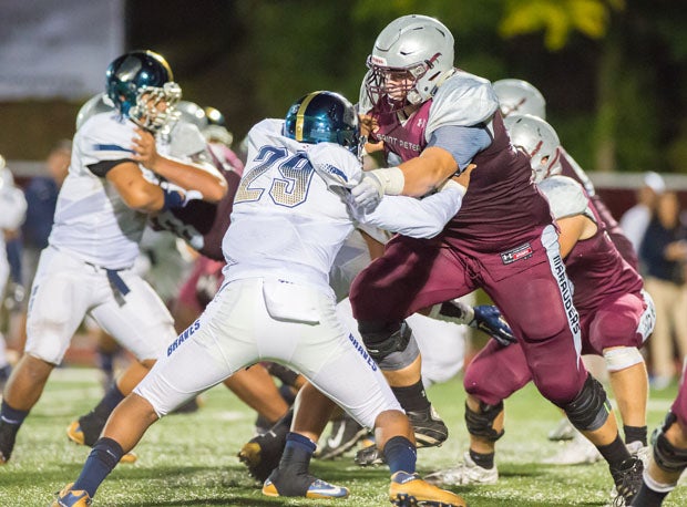 St. Peter's Prep offensive lineman Ben Petrula (right) is ranked the 326th top recruit in the country overall for the Class of 2017 by 247Sports. 