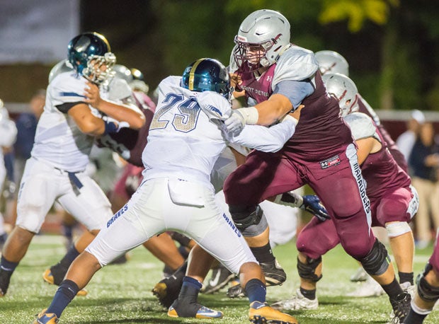 St. Peter's Prep offensive lineman Ben Petrula (right) is ranked the 326th top recruit in the country overall for the Class of 2017 by 247Sports.