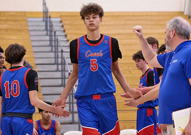 Dylan Betts takes the floor during a game in December. The 7-foot-2 freshman has posted double-doubles in two of his last five games. (PHOTO: David Lataille)