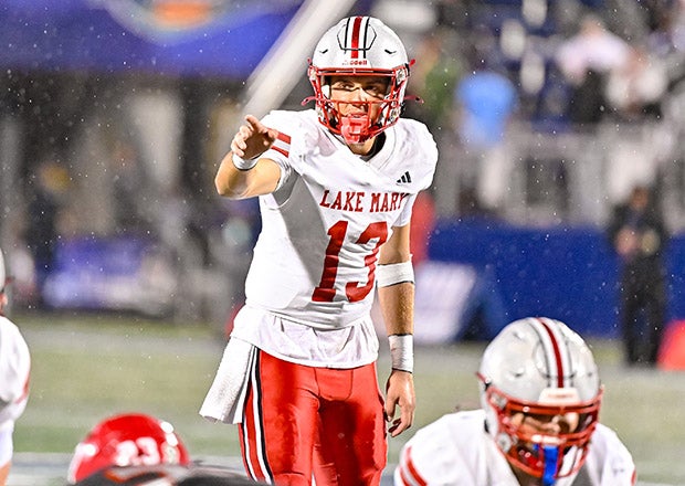 MaxPreps Florida Player of the Year Noah Grubbs in action during the Class 7A state championship, which culminated with a dramatic finish that gave Lake Mary its first state title. (PHOTO: Raymond Nanko)