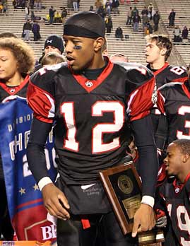 Christian LeMay following North Carolina's 4A championship game last December.