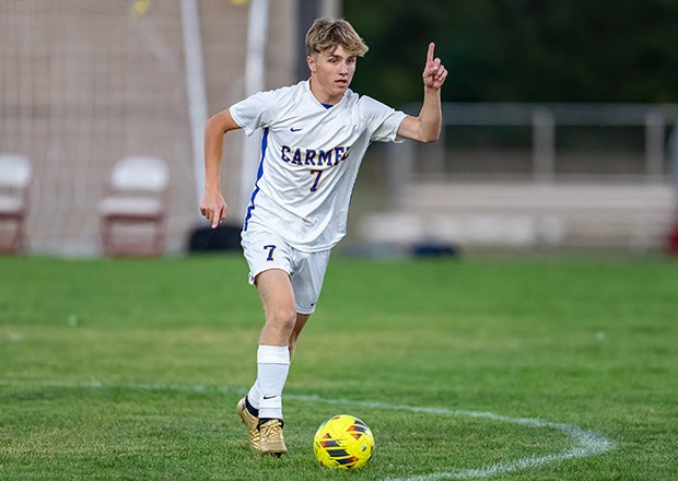 Senior Curtis Droste has helped Carmel of Indiana rise to the top of the October MaxPreps Cup standings. The boys soccer team is 17-1-3 on the season and plays for the Class 3A state championship Saturday. (PHOTO: Julie L. Brown)
