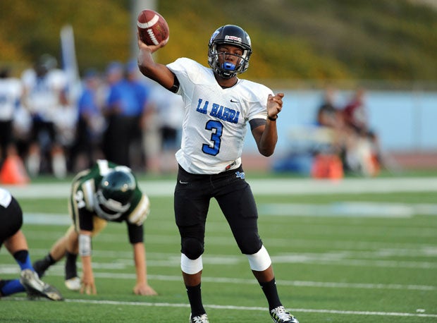La Habra quarterback Eric Barriere was nearly perfect Friday, completing 15 of 16 for 287 yards and four touchdowns. The last one was unforgettable.