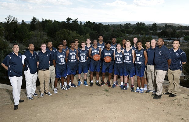 2016-17 Sierra Canyon Trailblazers coaching staff and players.