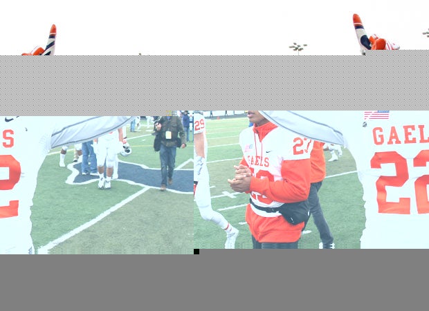 Linebacker Ikem Okeke celebrates Gorman win.
