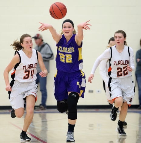 Micayla Isenbert (22) is part of a dynamic duo with Tess Horning for undefeated Kit Carson. The Wildcats take on Fleming on Feb. 3 in a rematch of the 2017 Class 1A state title game.