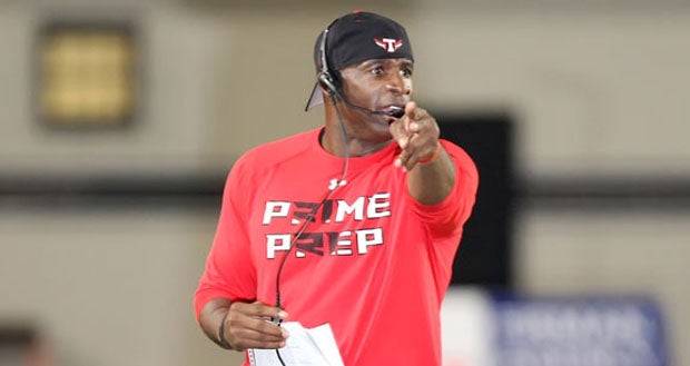 Deion Sanders while coaching at Prime Prep.
