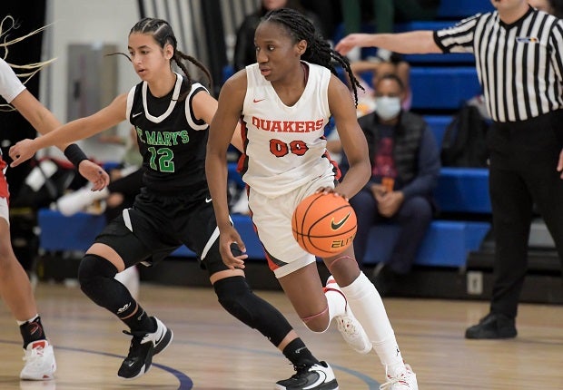 Sidwell Friends' Jadyn Donovan, seen earlier this year at Nike TOC, scored the game-winning bucket on Saturday to help the No. 2 Quakers to a 52-50 win over The Webb School at the GEICO Girls Basketball Invitational. (Photo: Darin Sicurello)