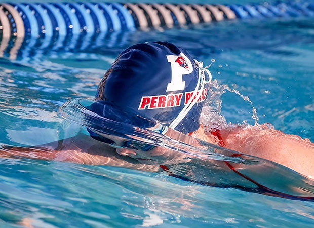 Perry (Ariz.) swimmer Meghan McGowan competes in the 100-meter freestyle during a dual meet against Campo Verde.