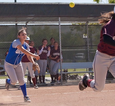 Sierra third basemen Jessica Lopez makes all the plays in the infield.