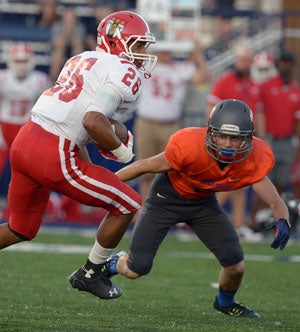 Nicco Fertitta is as instinctive a safety
and strong tackler as Gorman coach Tony
Sanchez has ever coached.