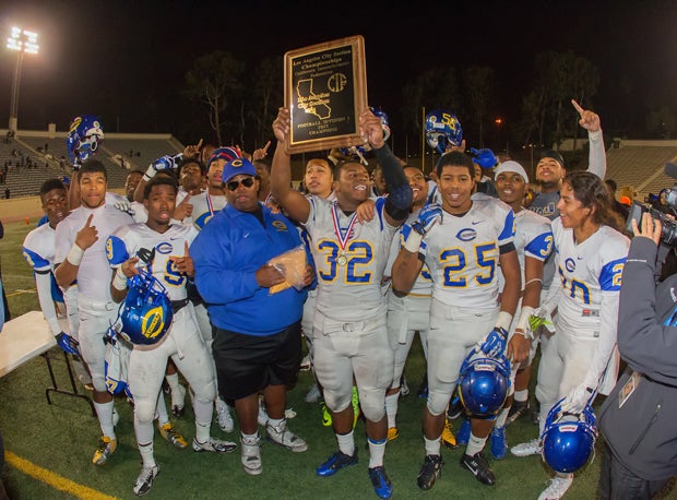 Crenshaw, shown here after winning a 2013 city title, is the most dominant Los Angeles City Section program over the course of the MaxPreps era.