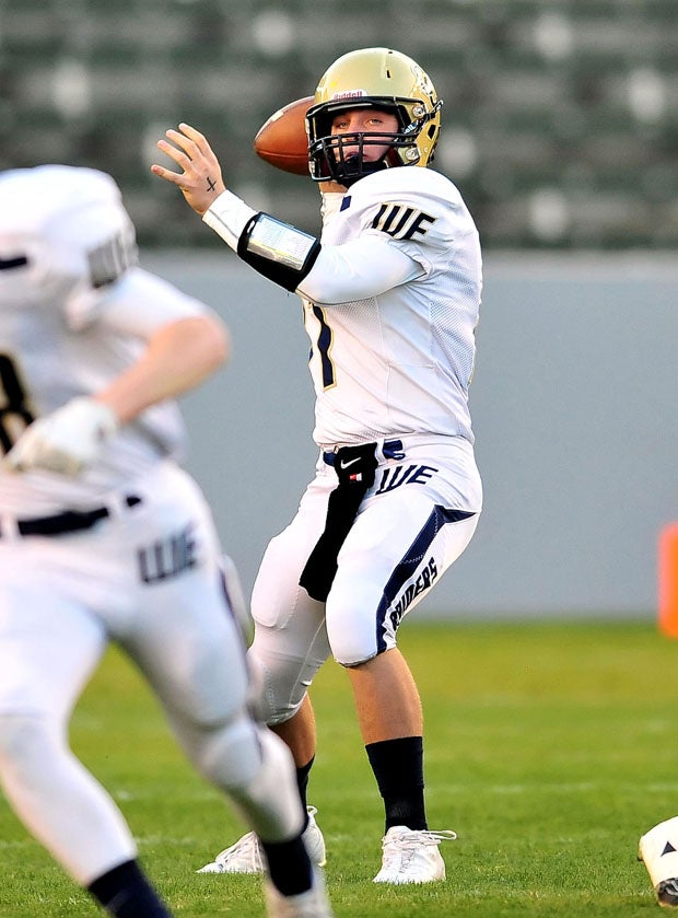 Central Catholic quarterback Hunter Petlansky. He threw just seven passes, completed three for 34 yards. 