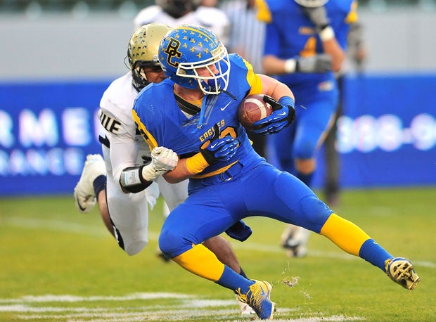 Bakersfield Christian receiver Hayden Kutchta, who had a big game with 8 catches for 116 yards and a touchdown. 