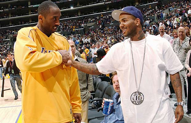 The Game, shown here with Kobe Bryant before a 2005 Lakers game, played point guard for Compton High School.