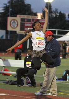 Jasmine Gibbs is the national leader
in the long jump under any condition.