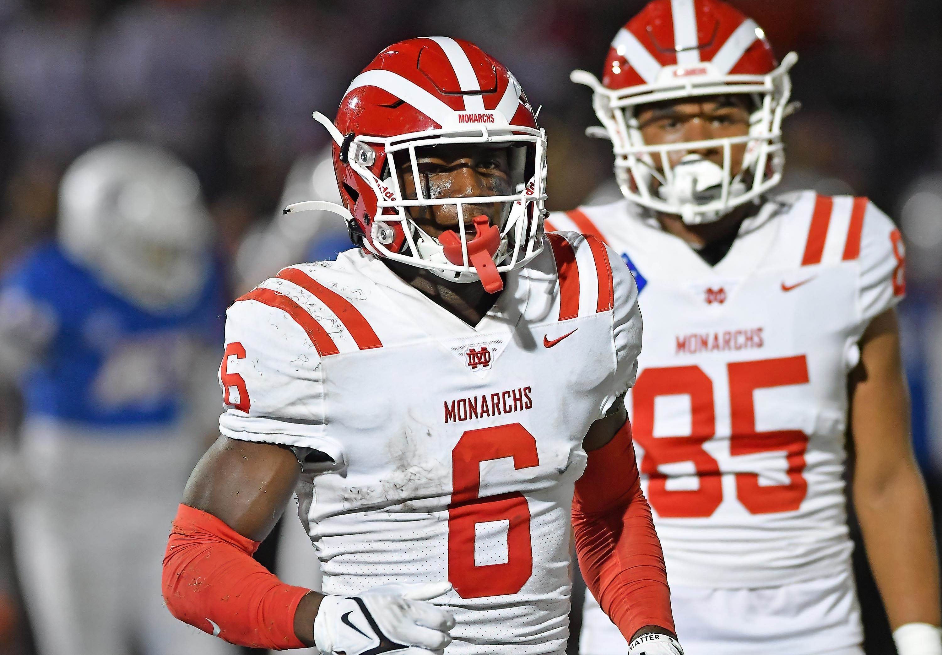 Mater Dei sophomore wide receiver Marcus Harris caught a touchdown against Bishop Gorman last week. This week, the Monarchs take on No. 7 Corona Centennial.