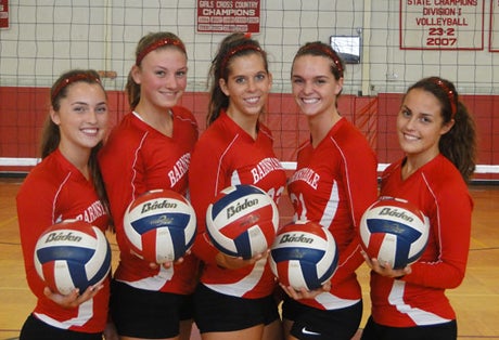 The Barnstable captains (L-R) Anna Strock, Meghan Mamlock, Regan Bristol, Colleen Koen and Kayla Crook.