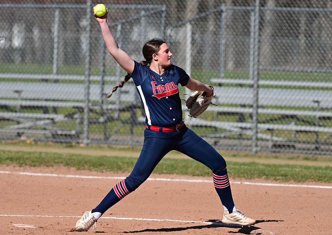 Abigail Corris helped Foran go 28-0 this season and win Connecticut's Class M state championship, striking out 32 batters in Sunday's 13-inning marathon title game. (FILE PHOTO: Kevin Pataky) 