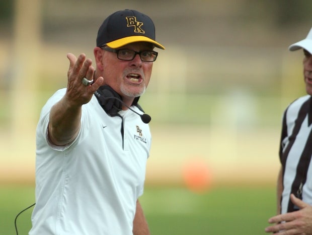 Head coach Tim Brennan led Bishop Kelly to state titles in 2004, 2005, 2013, 2014 and 2015.
