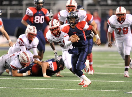 Allen quarterback Kyler Murray rushed for two long touchdowns in the first half and finished with 143 yards rushing. 