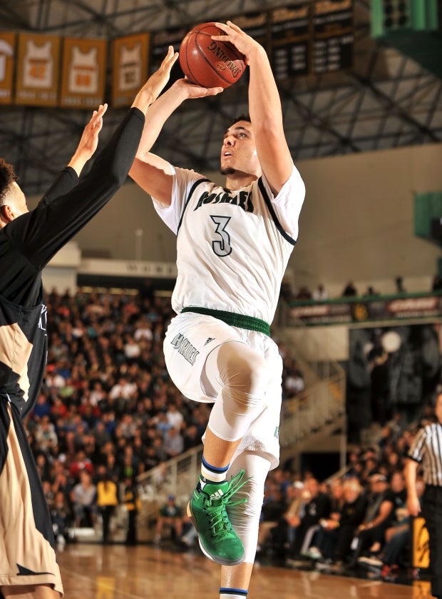 LiAngelo Ball goes up for two of his game high 27 points.