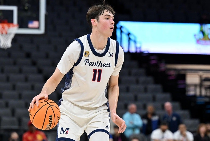 San Joaquin Memorial's 6-foot-9 senior Parker Spees led the Panthers with 19 points and six rebounds in winning the program's second CIF state championship in four years. (PHOTO: David Steutel)