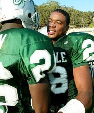 Terrence Kelly facing Cameron Colvin, who
made it to Oregon and was a starting wide
receiver.