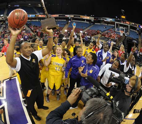 Lynwood celebrates the girls Division II title.