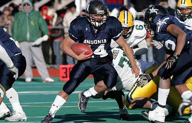 Connecticut career rushing leader Alex Thomas carries for Ansonia during the 2007 state final. Thomas recently graduated from Yale, where he was a two-time All-Ivy selection.