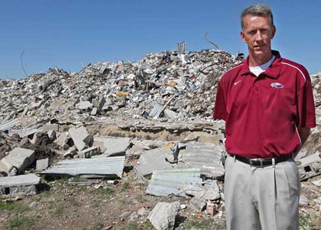 Joplin High School Athletic Director Jeff Starkweather a year ago and a year after an EF-5 tornado demolished the school. On Monday, Starkweather and the city of Joplin, a little more than 200 miles northeast of Oklahoma City, relived the horrible nightmare from afar.  
