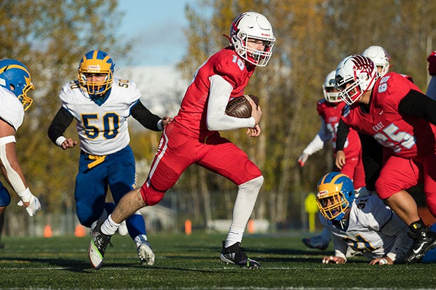 Kyler Johnson heads up the field during a late September win over Bartlett.