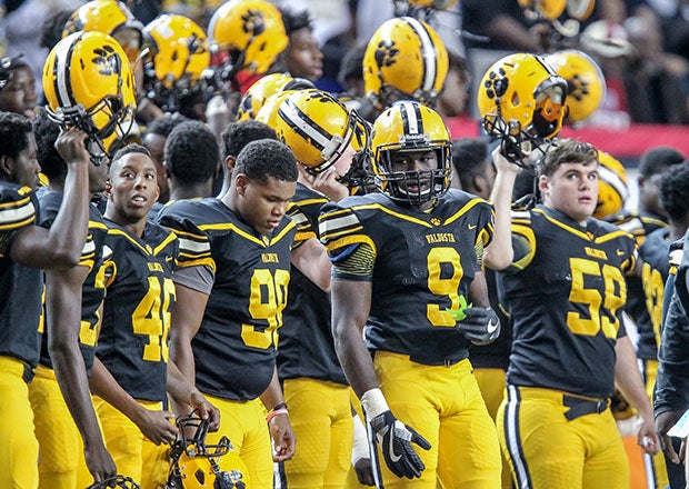 Valdosta, shown here prior to kickoff in its last state championship victory in 2016, has been the nation's all-time wins leader since the early 1980s. The Wildcats will have to win big in 2025 to hold on to that spot. (PHOTO: Cecil Copeland)
