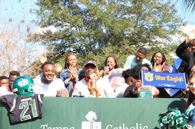 Nate Craig-Myers of Tampa Catholic (Fla.) chose Auburn in a televised commitment ceremony.