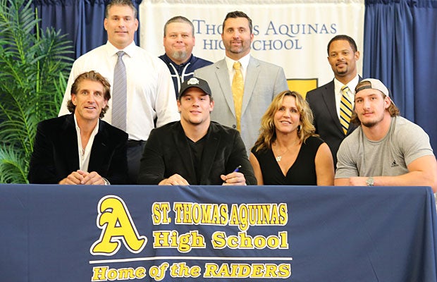 Nick Bosa signed his NLI to play for coach Urban Meyer at Ohio State, where his brother just concluded his collegiate career.