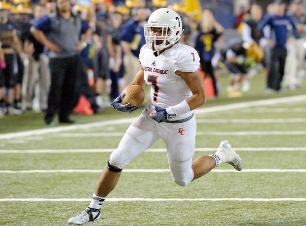 Brandon Wellington of Eastside Catholic is among the players included in the latest MaxPreps National High School Football Record Book entry highlighting punt and kickoff touchdown returns. Wellington makes the single-season and career list with eight kickoff return touchdowns. (Photo: Vince Miller)