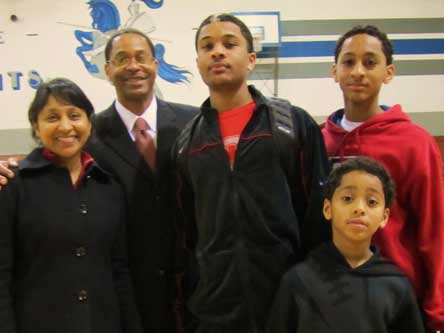 The Blackmon family. From left to right: Sailaja, James Sr., James Jr., Vijay and Jalen.