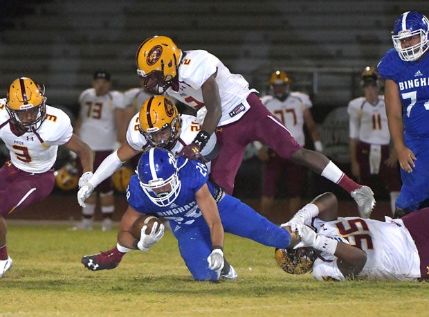 Bingham's Evona Hall had a big night but Mountain Pointe made him work for it.