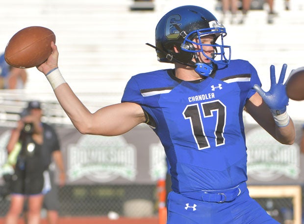 Jacob Conover with one of his five touchdown passes.