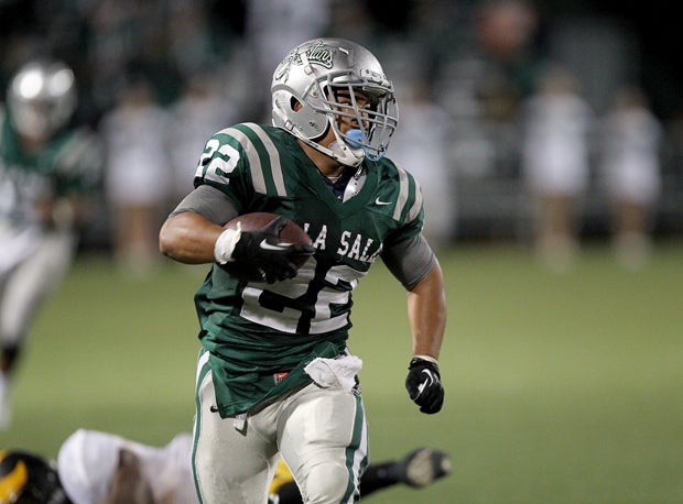 De La Salle leading rusher John Velasco hopes to break away in Southern California against Servite. 