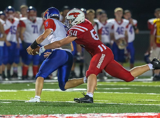 New Palestine (IN) senior Kyle King registered 18 sacks this season. 