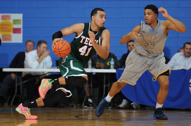 Trey Lyles has led Arsenal Tech to a pair of wins over preseason No. 4 Huntington St. Joseph Prep, including this meeting at the Marshall County Hoopfest.
