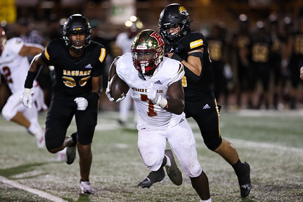 Bergen Catholic senior running back Saeed St. Fleur ran for more than 100 yards and a touchdown against Saguaro.
