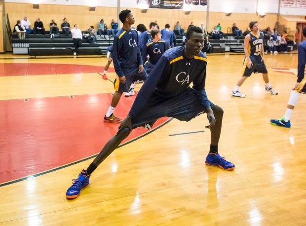 Cheshire Academy freshman Chol Marial warms up for a December game against Brimmer & May.