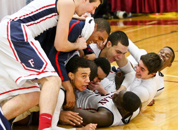 Findlay Prep celebrated a dramatic victory over Montverde Academy at the Spalding Hoophall Classic last season.
