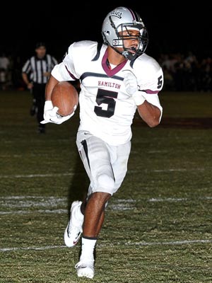 Hamilton's A.J. Greathouse returns an interception
35 yards for a touchdown.